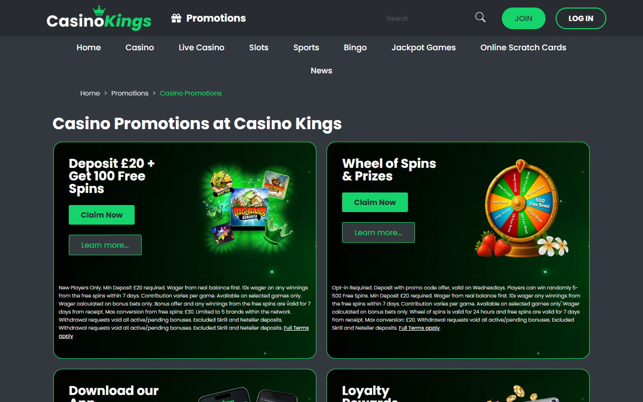 Casino Kings promotions screenshot