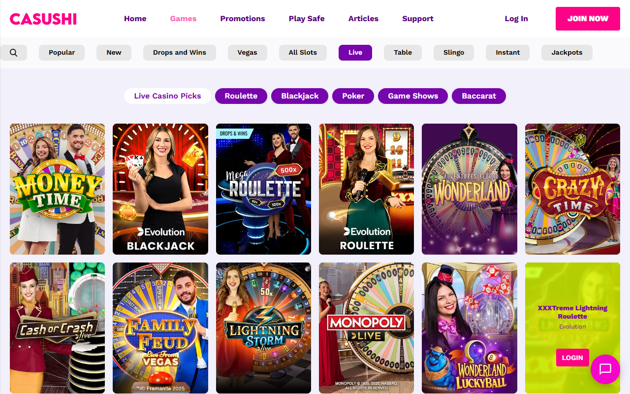 Casushi Casino live screenshot