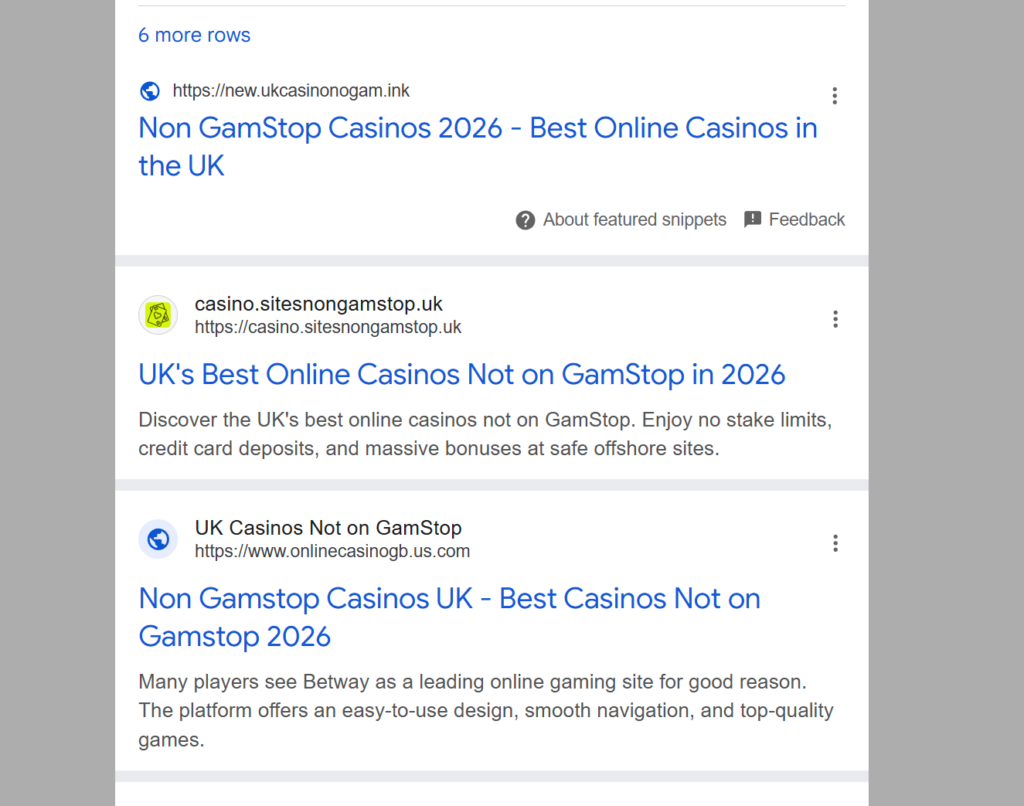 Current Google Casino SERPs