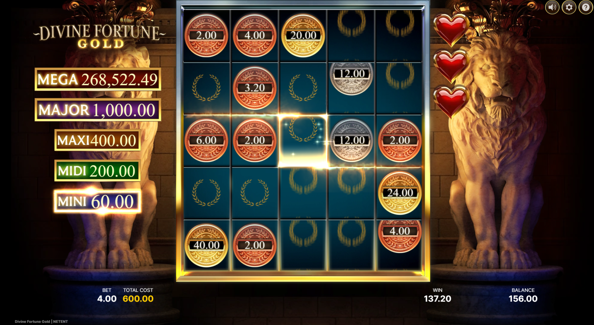 Divine Fortune Gold Silver Spins bonus mode activated showing Mystery symbol upgrades