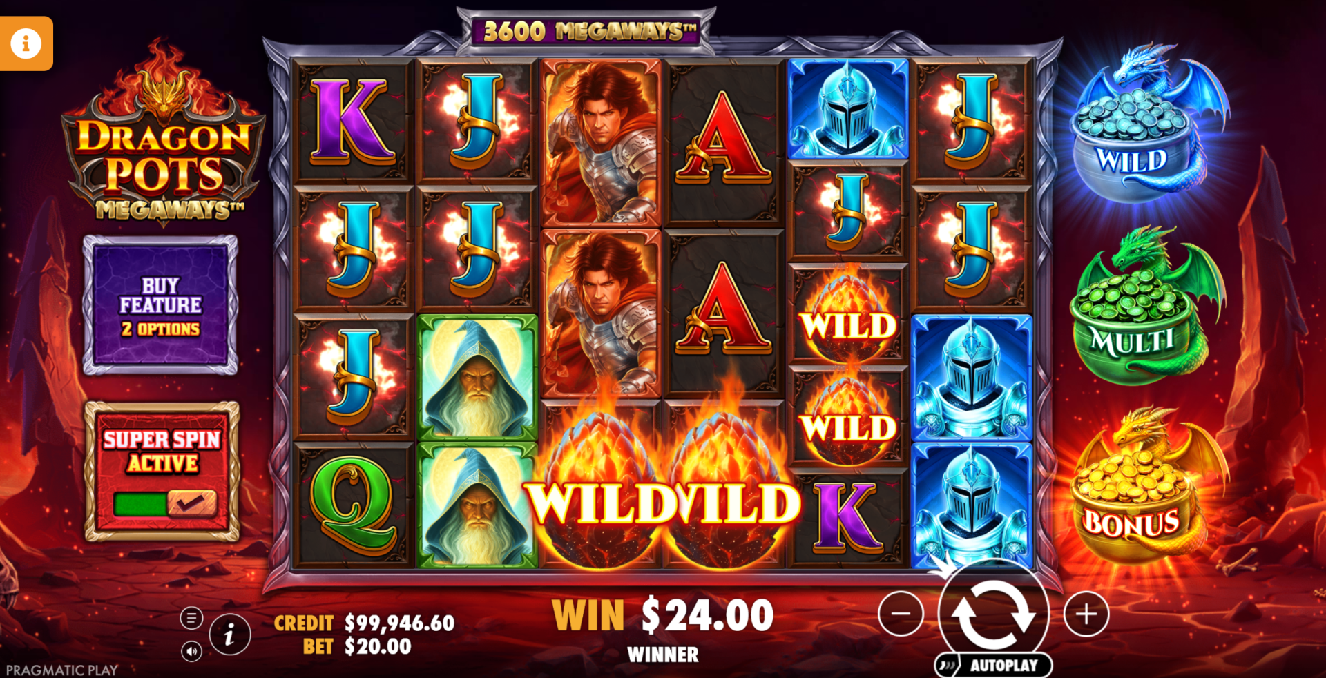 Dragon Pots Megaways super bet active feature