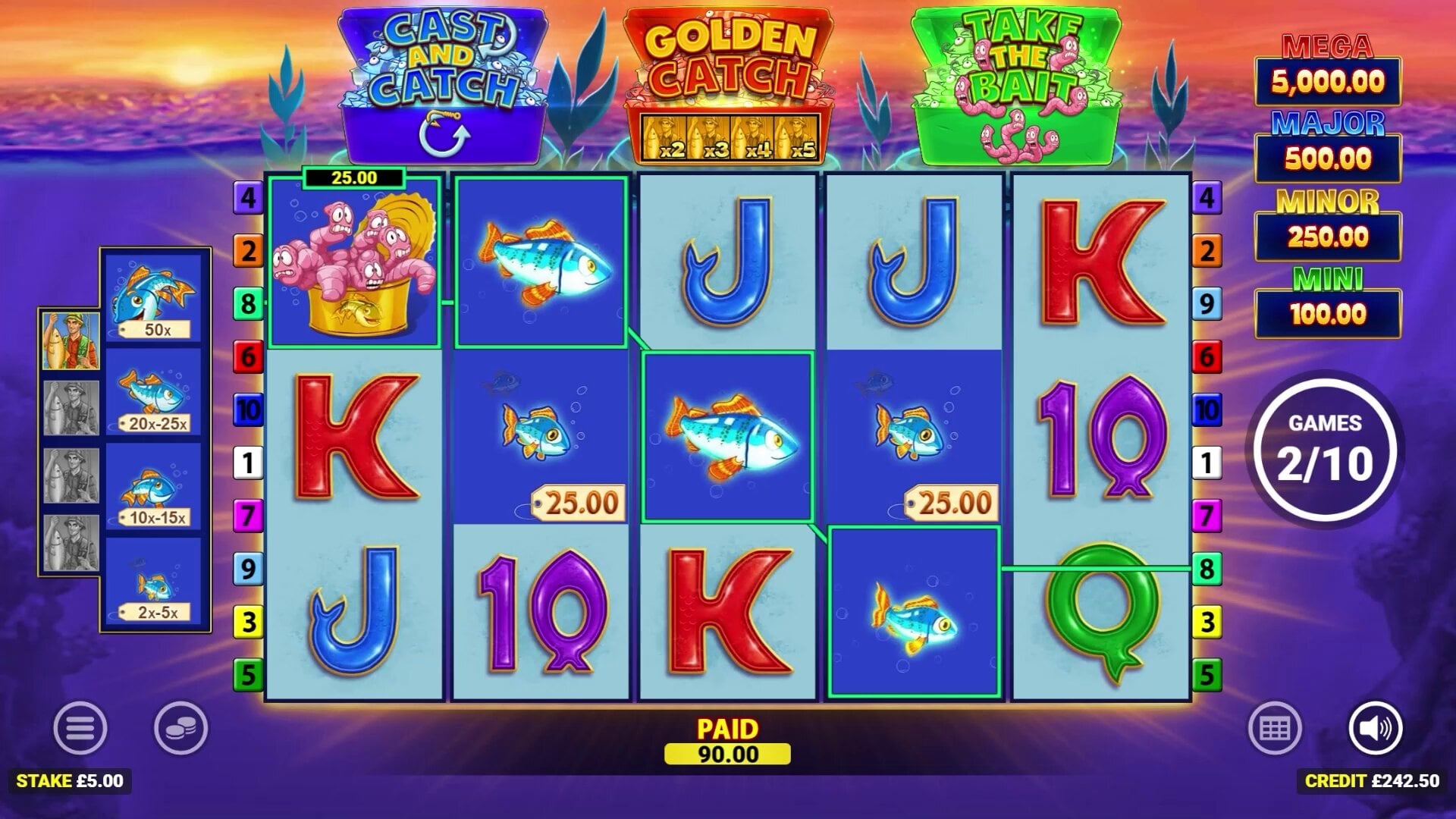 Fishin' Frenzy Lure 'Em In Free Spins Bonus feature