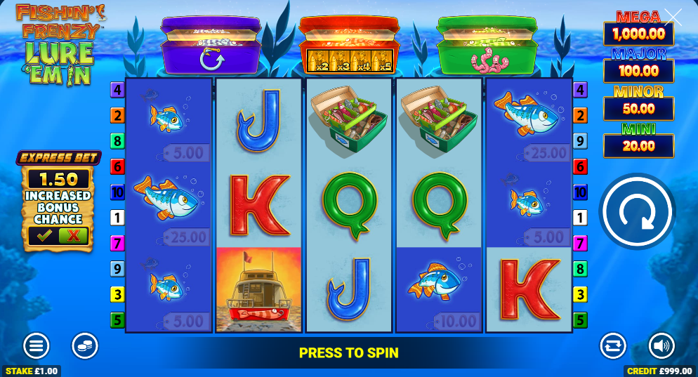 Fishin' Frenzy Lure 'Em In Scatter Collect feature