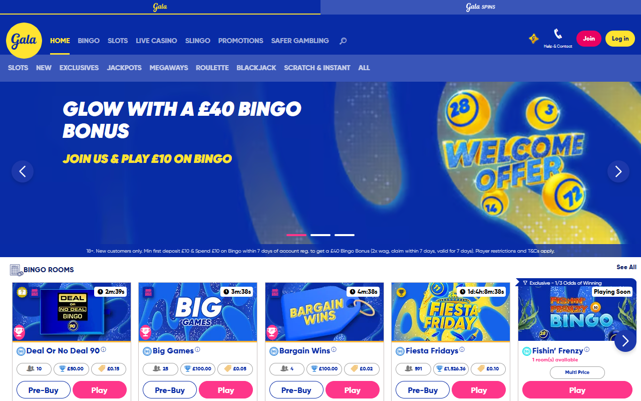 Gala Spins homepage screenshot