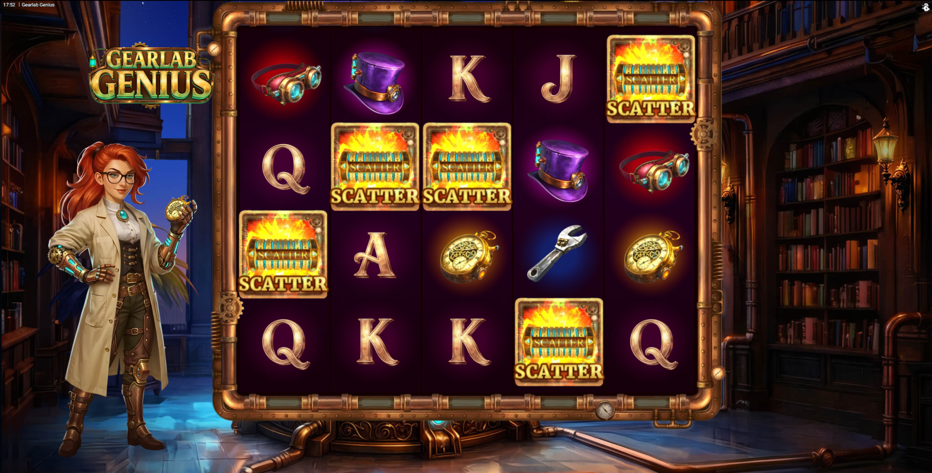 Gearlab Genius Perfect Sync bonus triggered with 5 scatter symbols