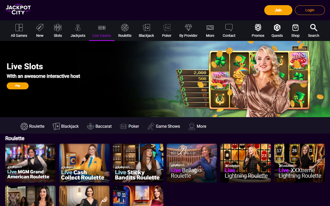 Jackpot City live screenshot