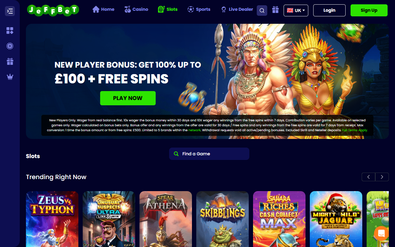 Jeffbet slots screenshot