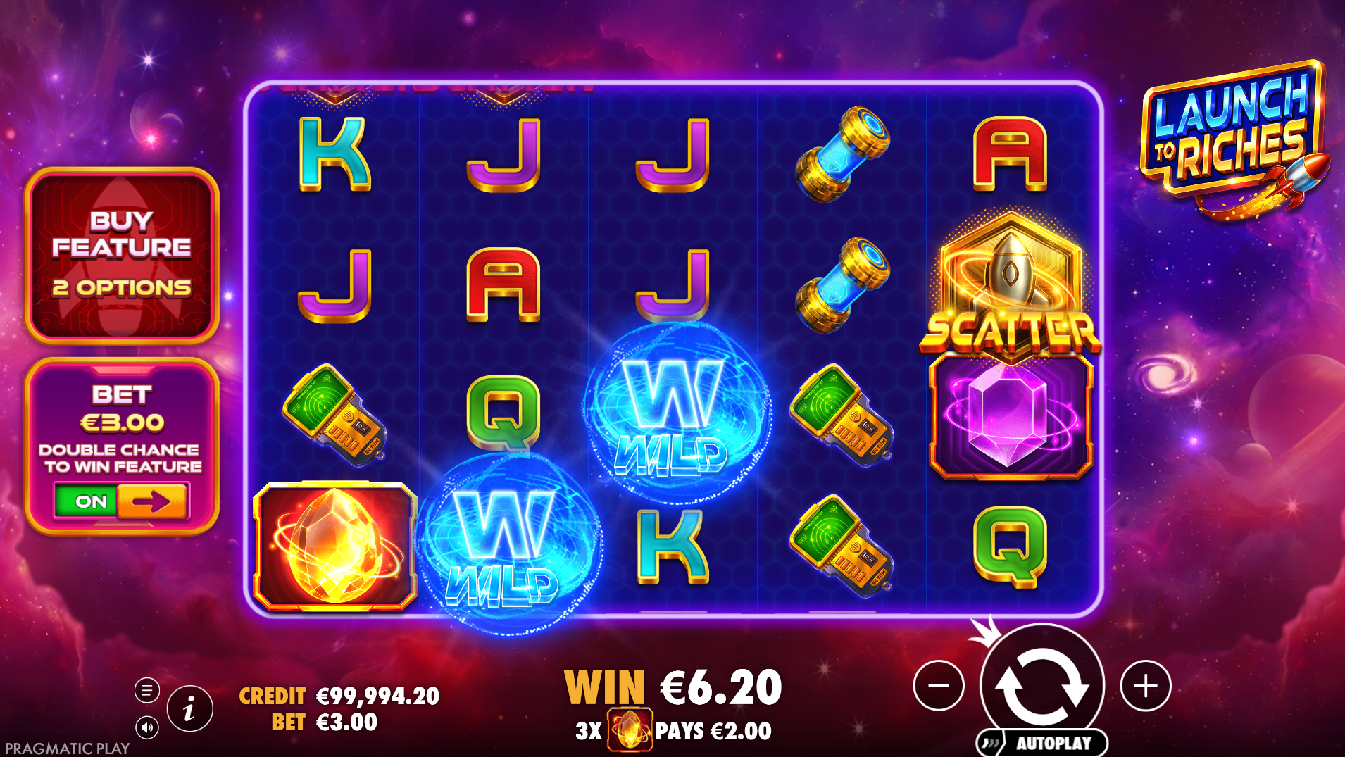 Launch to Riches Double Chance to Win feature screenshot