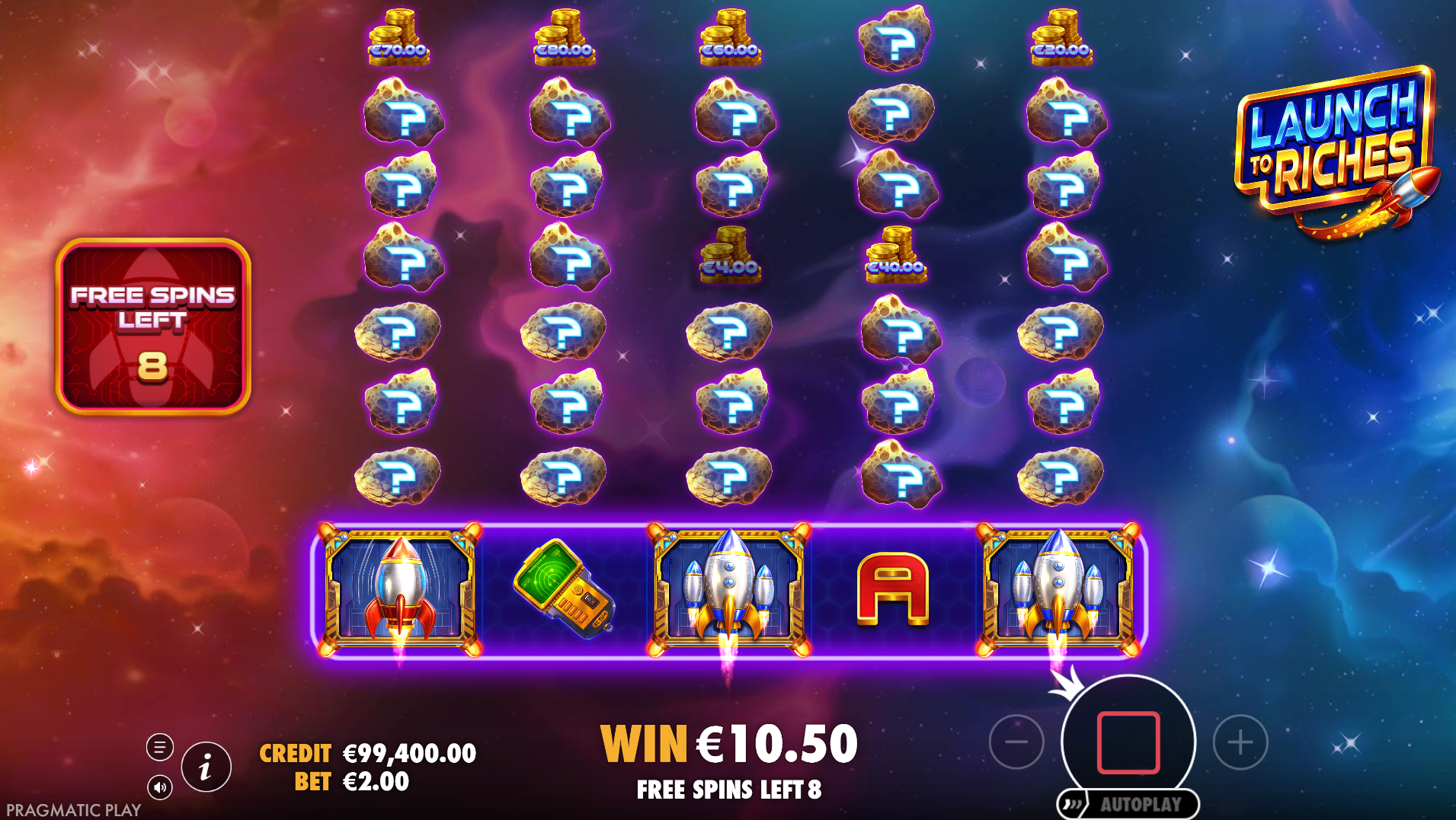 Launch to Riches super bonus game screenshot