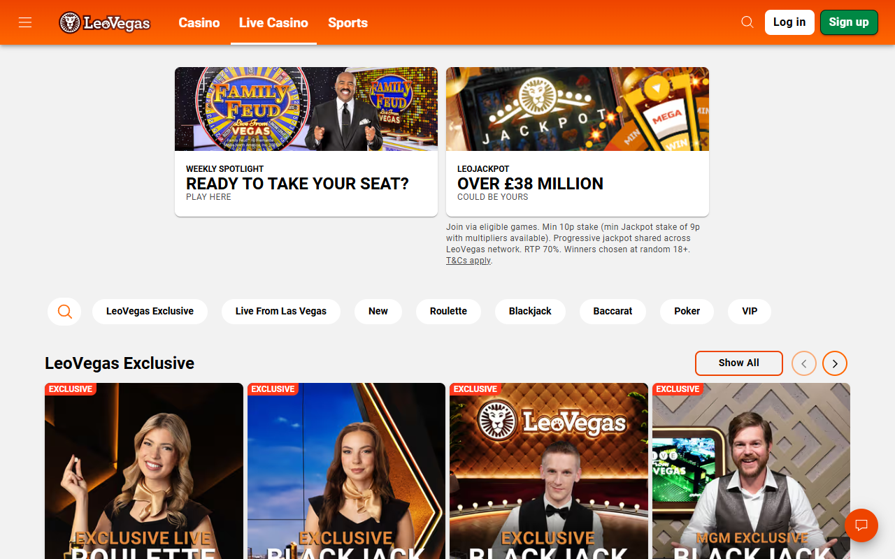 Leo Vegas live screenshot