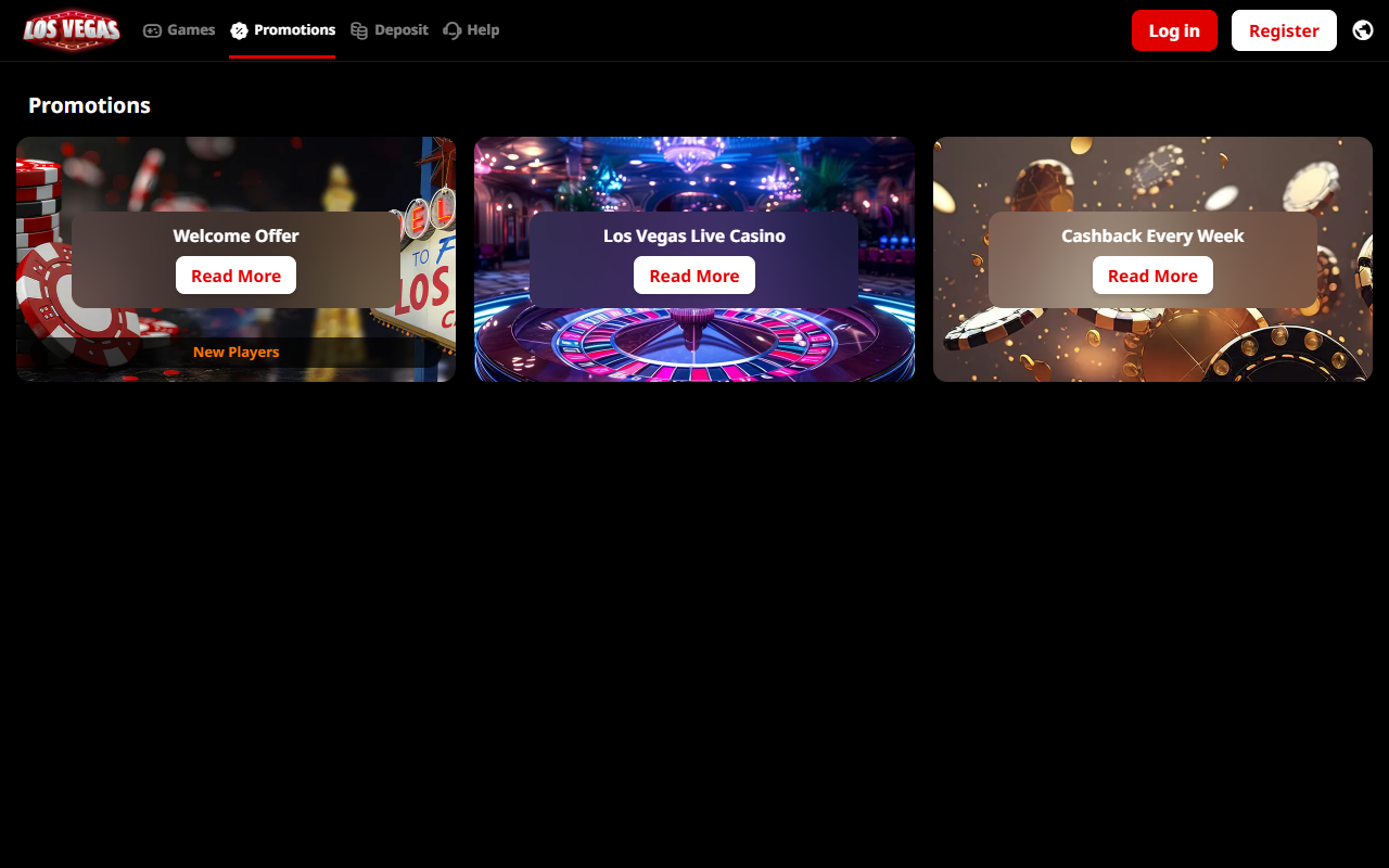 Los Vegas Casino promotions screenshot