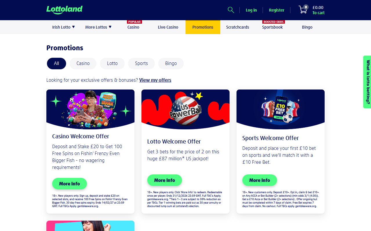 Lottoland Casino promotions screenshot