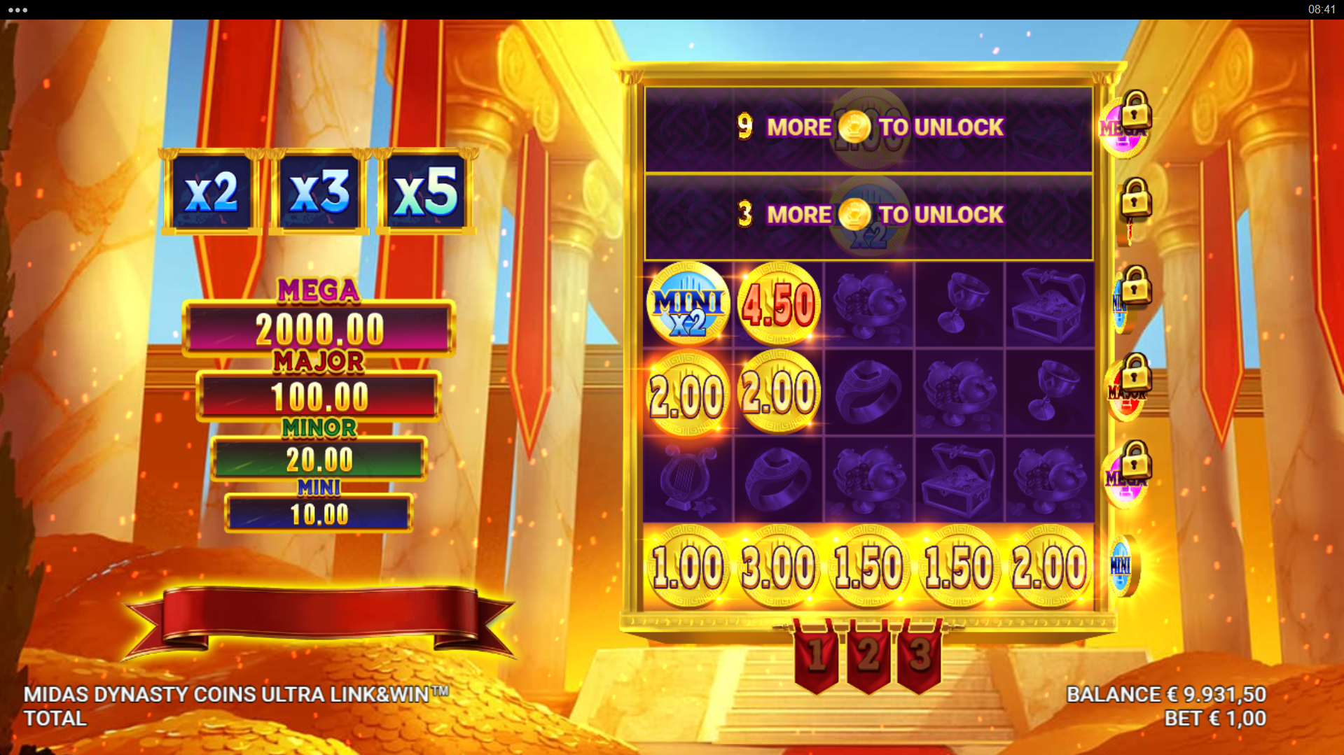 Midas Dynasty free spins bonus feature screenshot