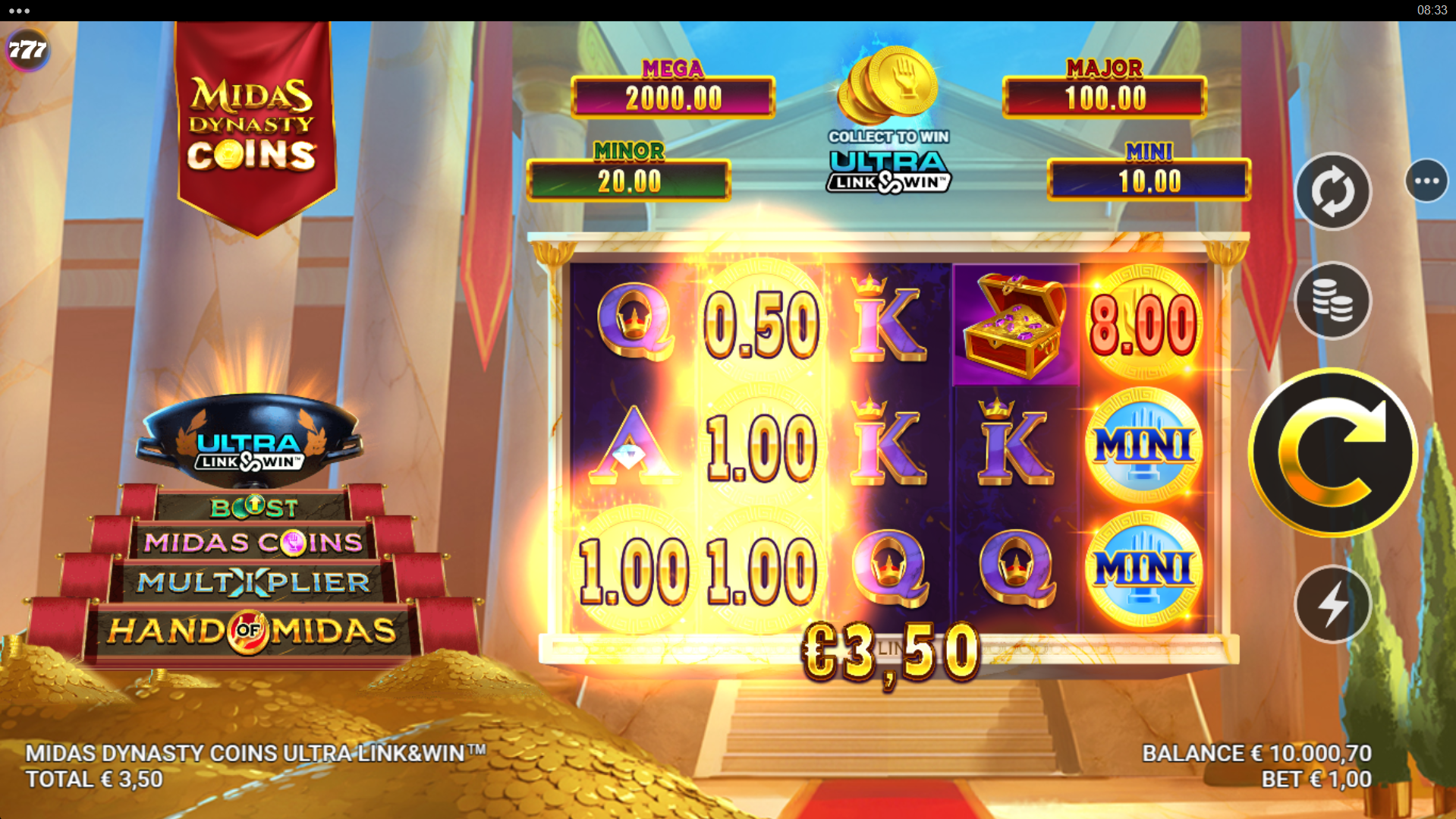 Midas Dynasty Link&Win feature screenshot