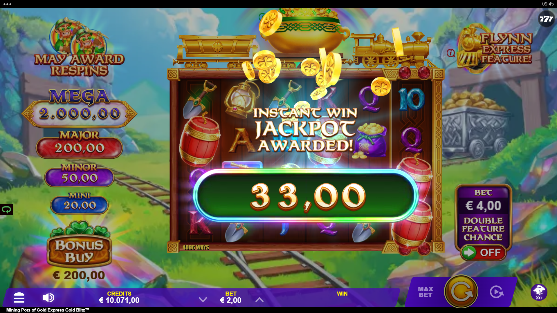 Instant Win Jackpot feature