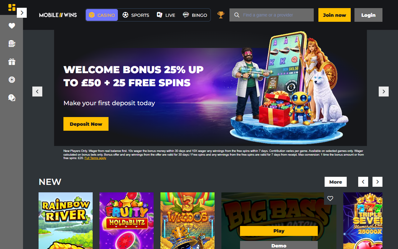 Mobile Wins homepage screenshot