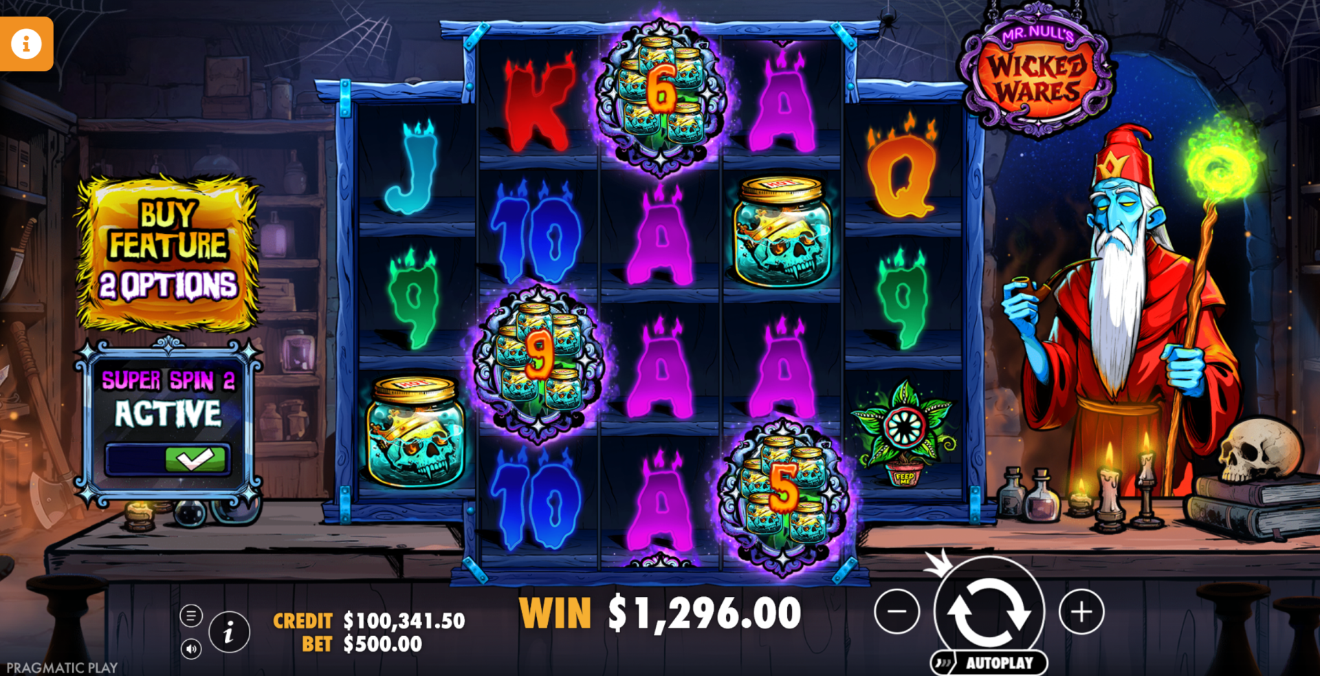 Super Free Spins feature variant 2 with multiple expanded wild symbols