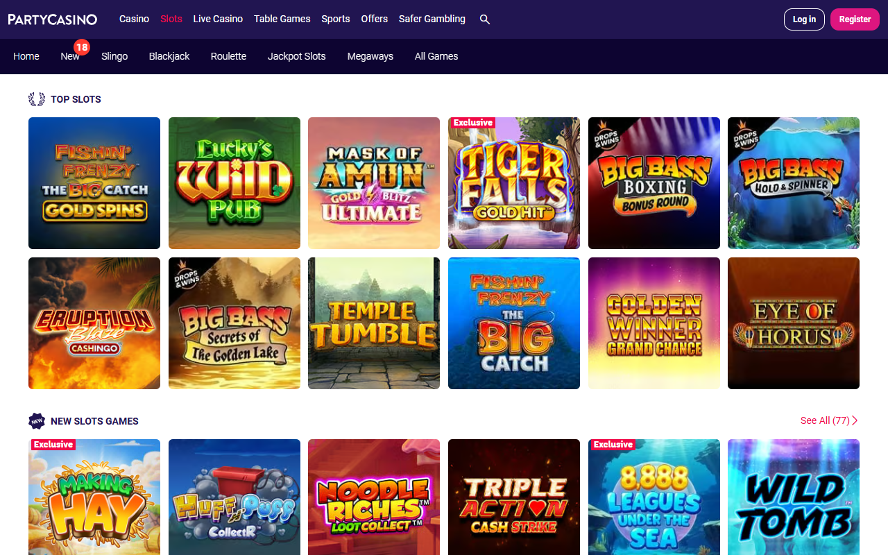 Party Casino slots screenshot