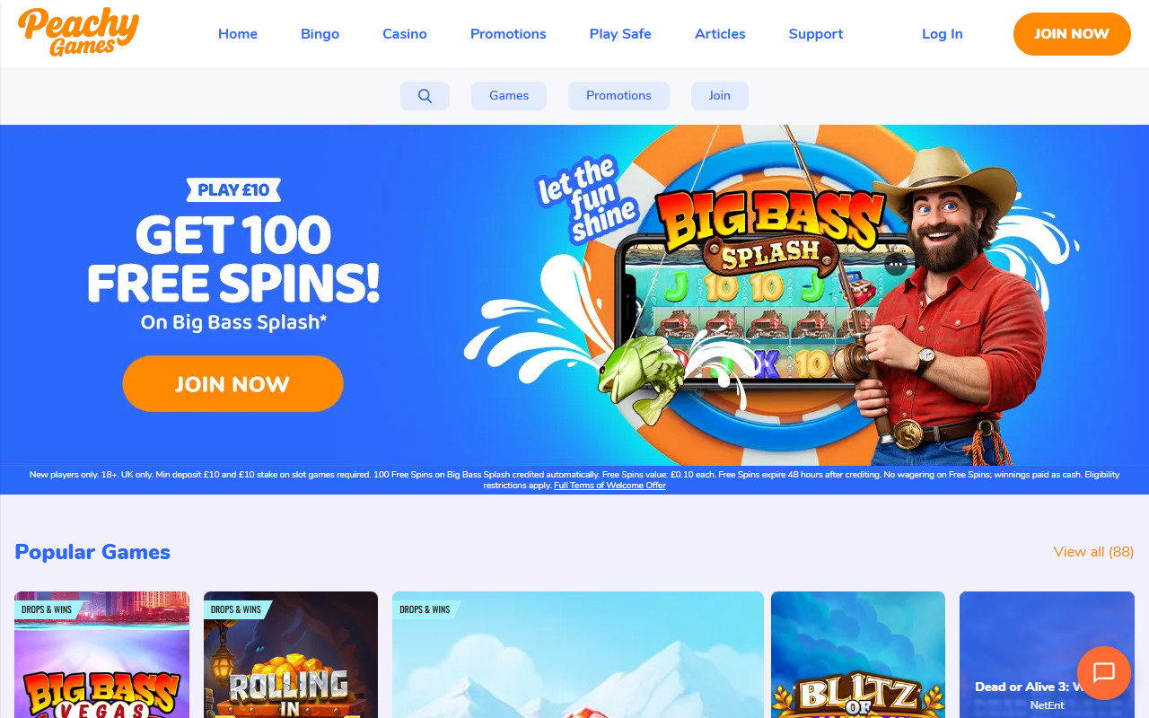 Peachy Games homepage screenshot