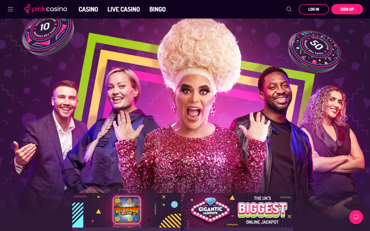 Pink Casino homepage screenshot