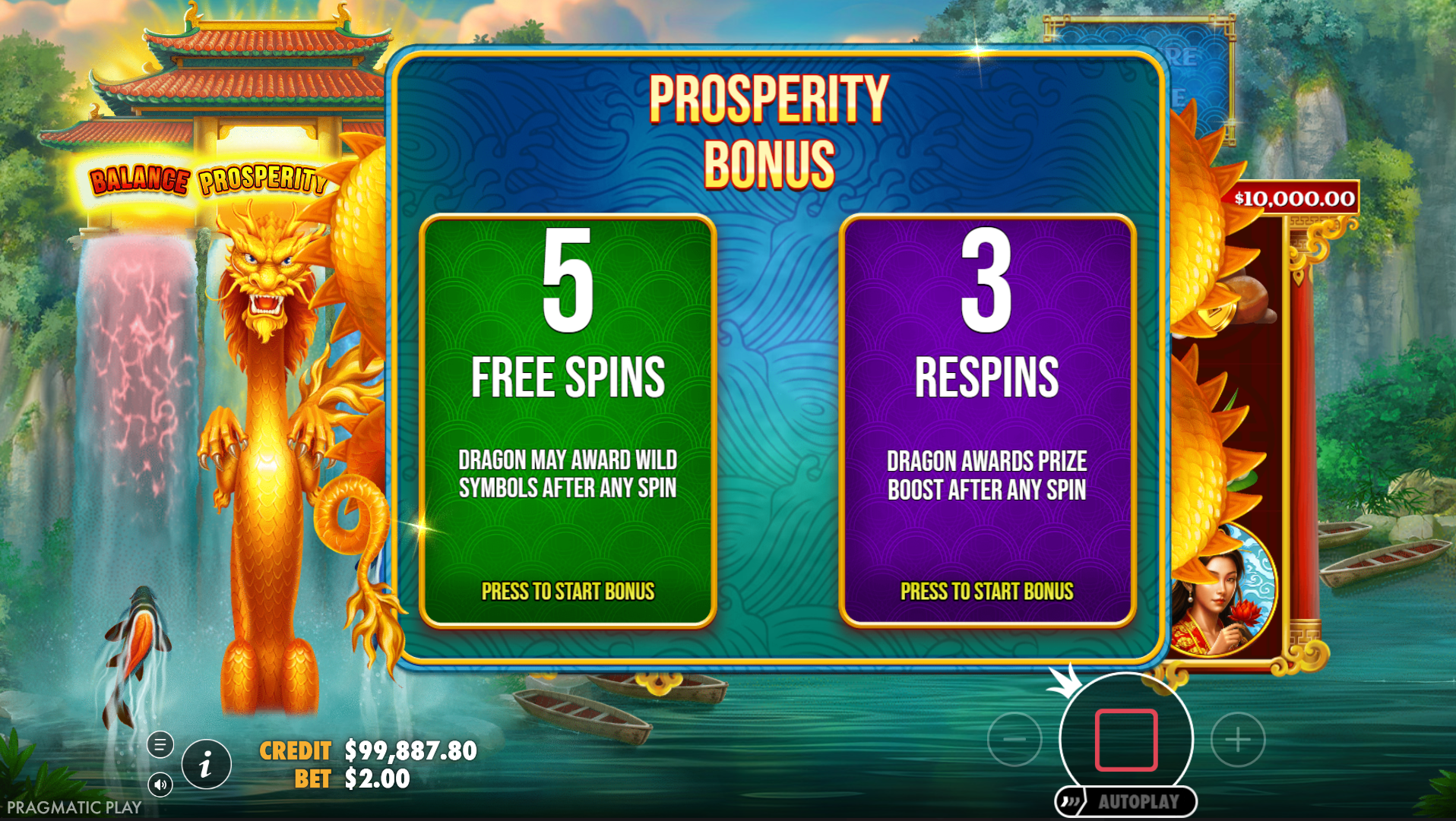 Dragon's Gate - Bonus Choice Prosperity Bonus feature
