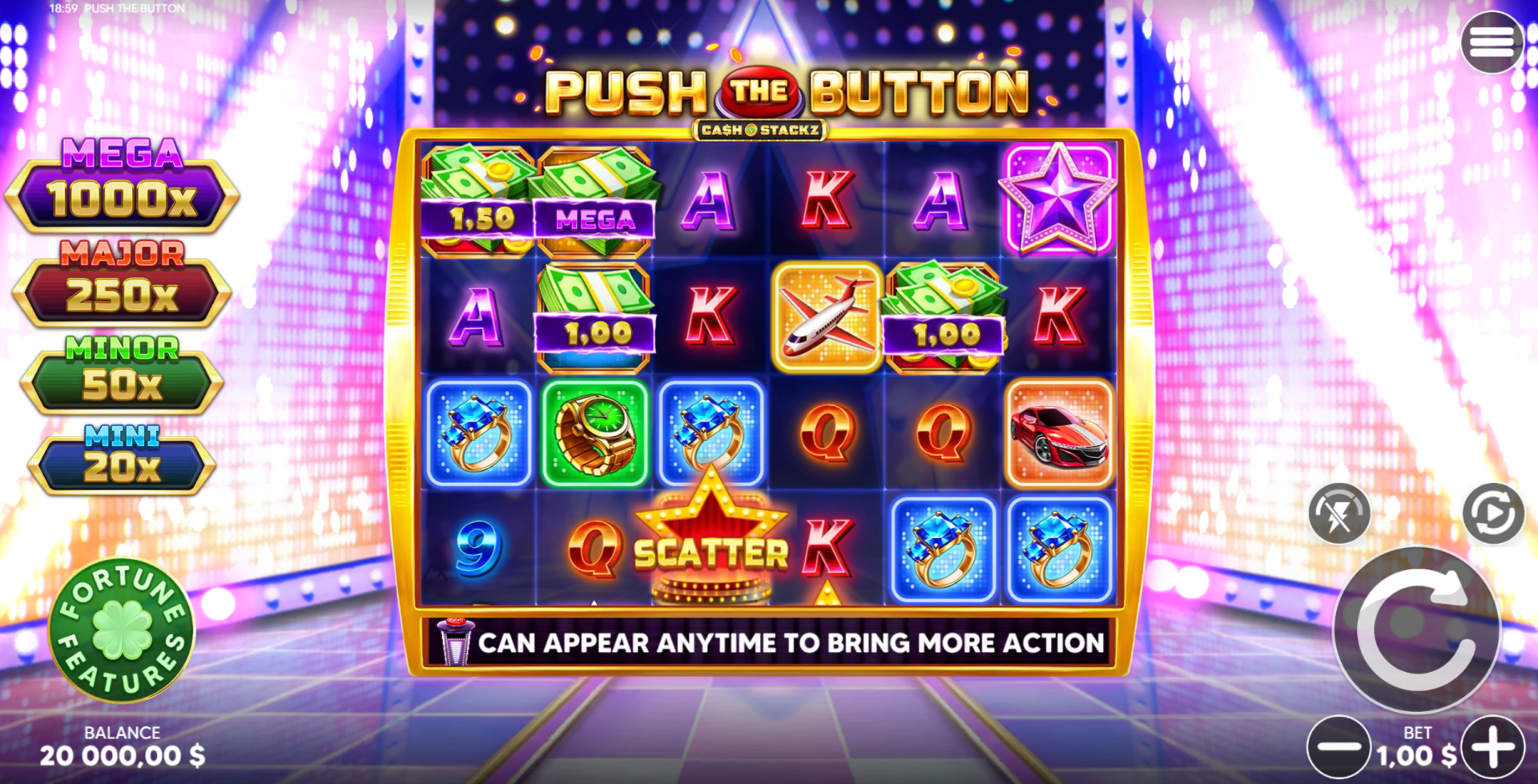 Push the Button base game - 6x4 grid with 4,096 ways to win