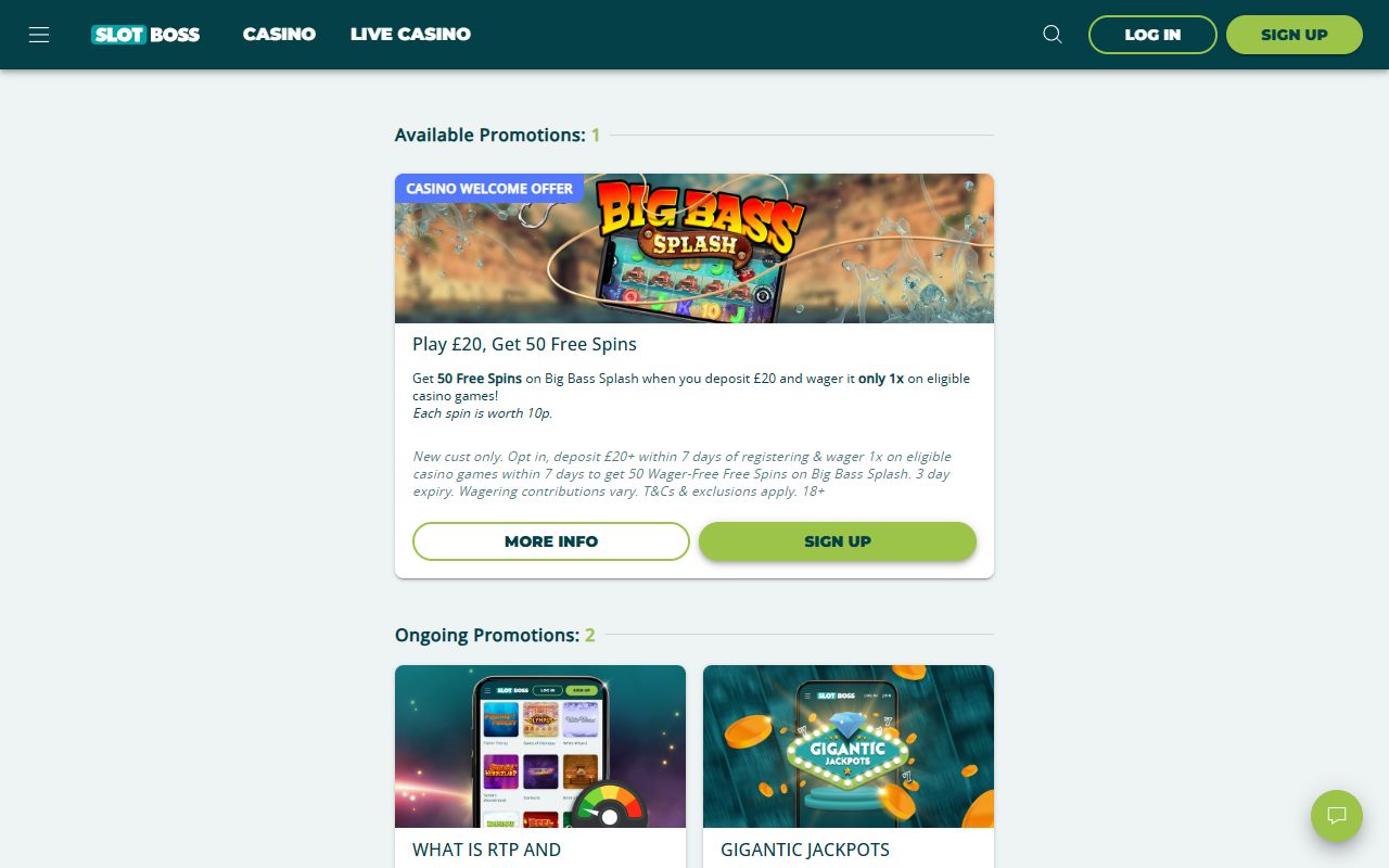 Slot Boss promotions screenshot