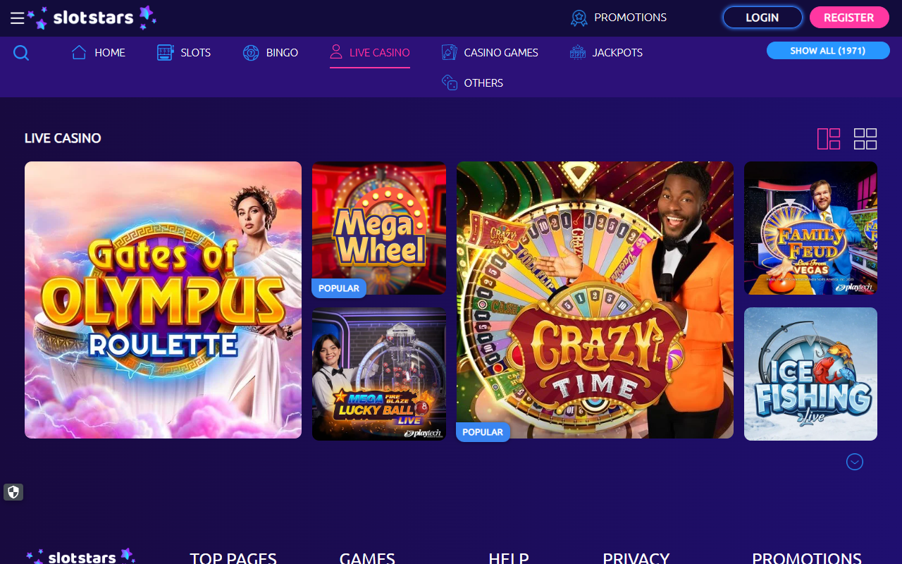 SlotStars Casino live screenshot