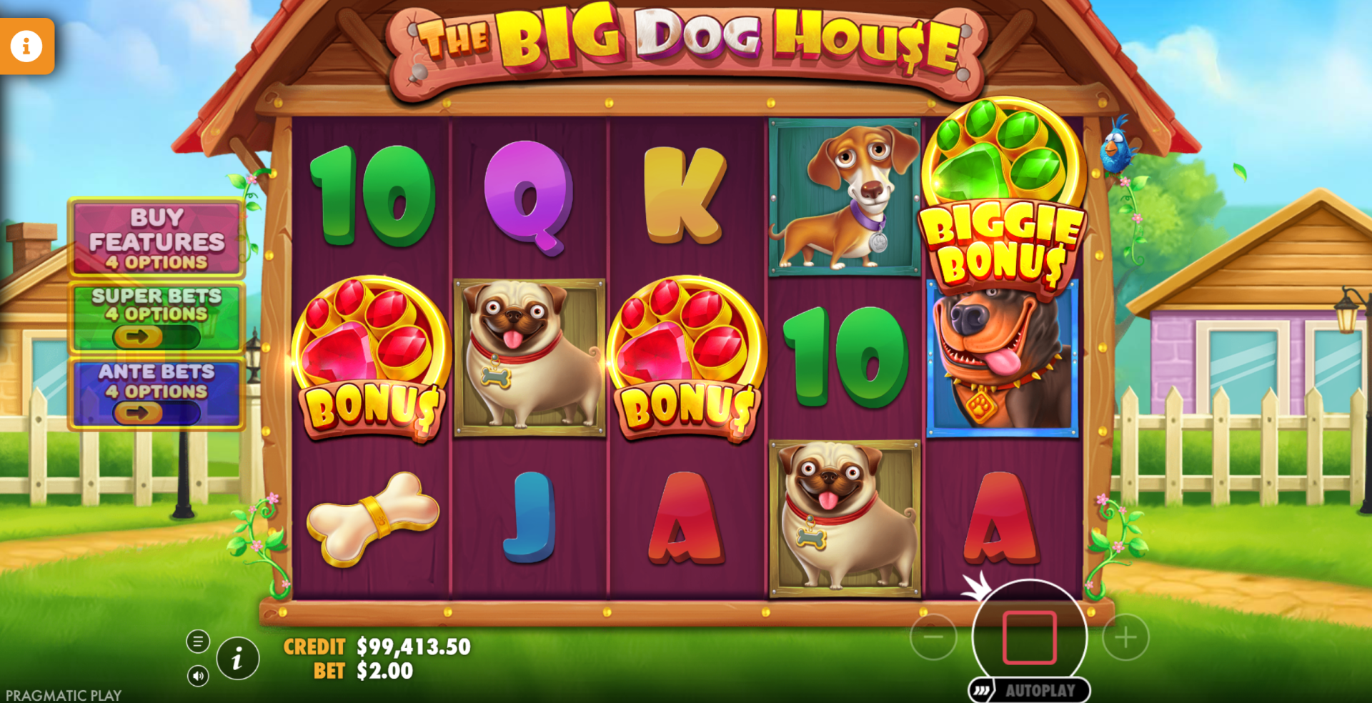 The Big Dog House Biggie free spins bonus where wilds expand to fill the reel