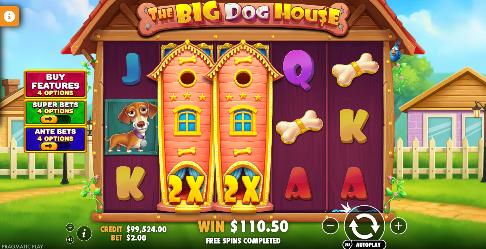 The Big Dog House wilds expanding to fill reels during Biggie free spins