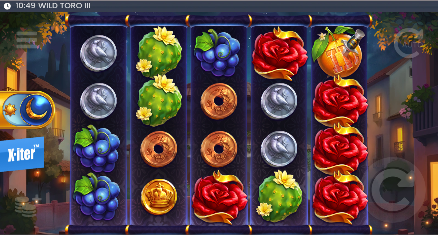 Wild Toro 3 base game grid showing 5 reels and 4 rows