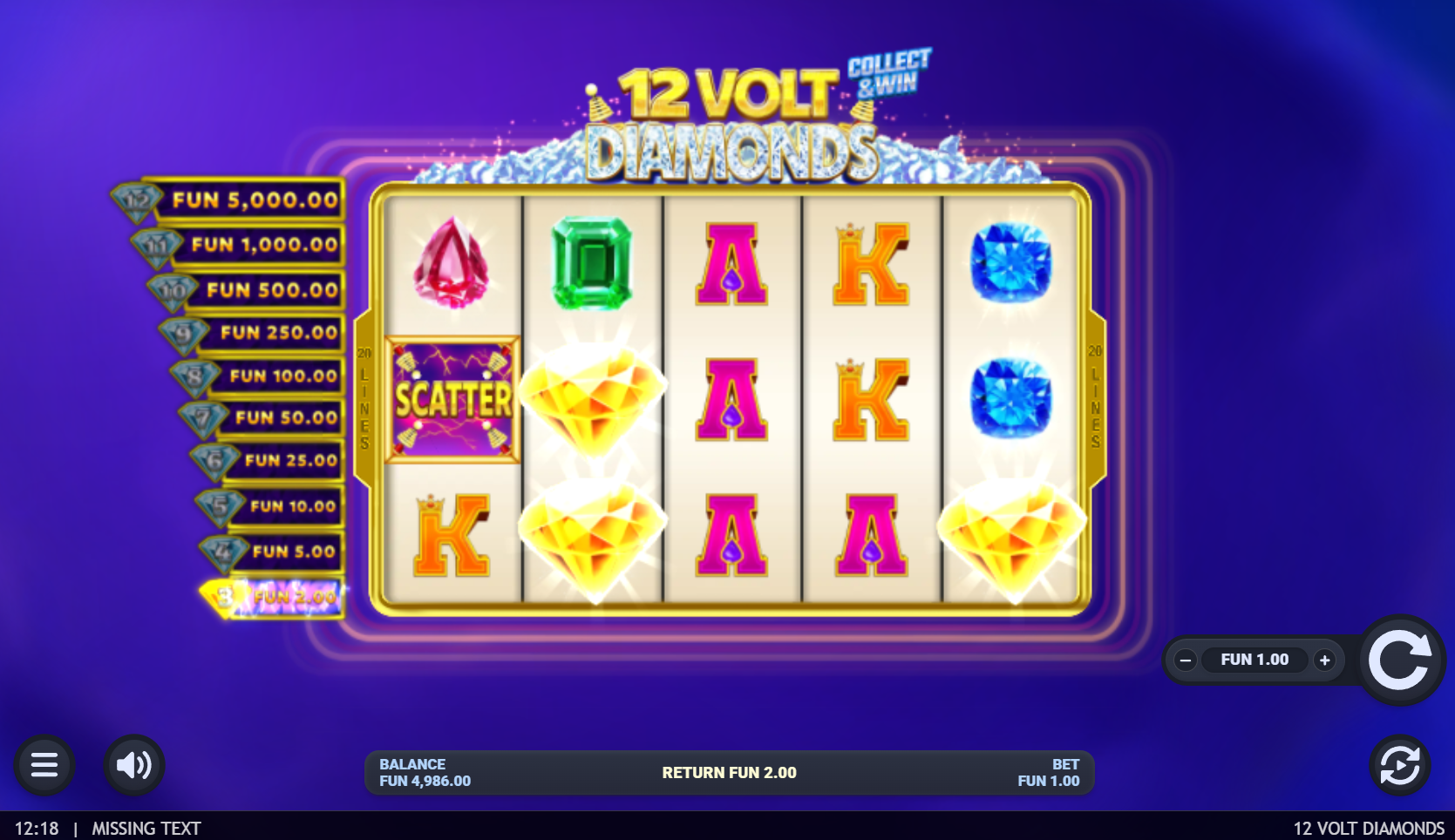 12 Volt Diamonds base game screenshot