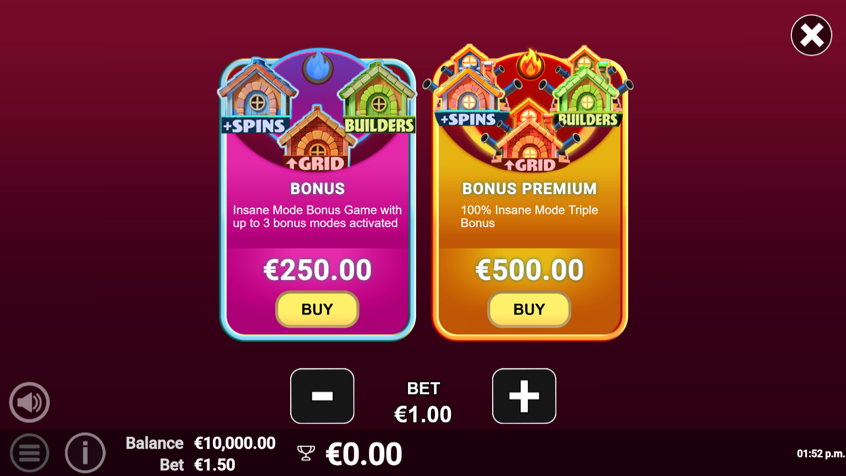 3 Builder Piggies Hold 'n' Win Xpress Hub bonus buy options