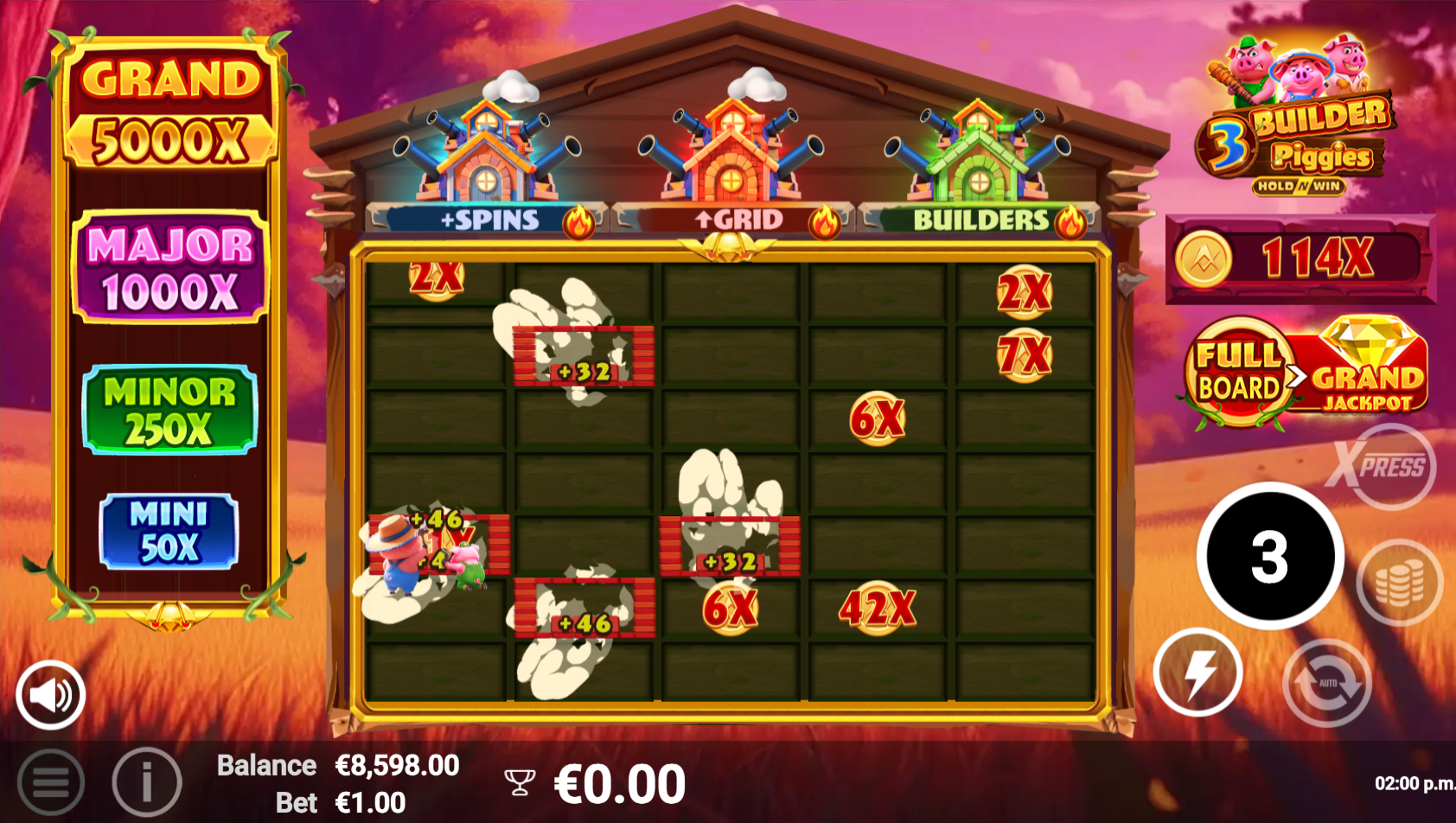 3 Builder Piggies Hold 'n' Win premium bonus feature