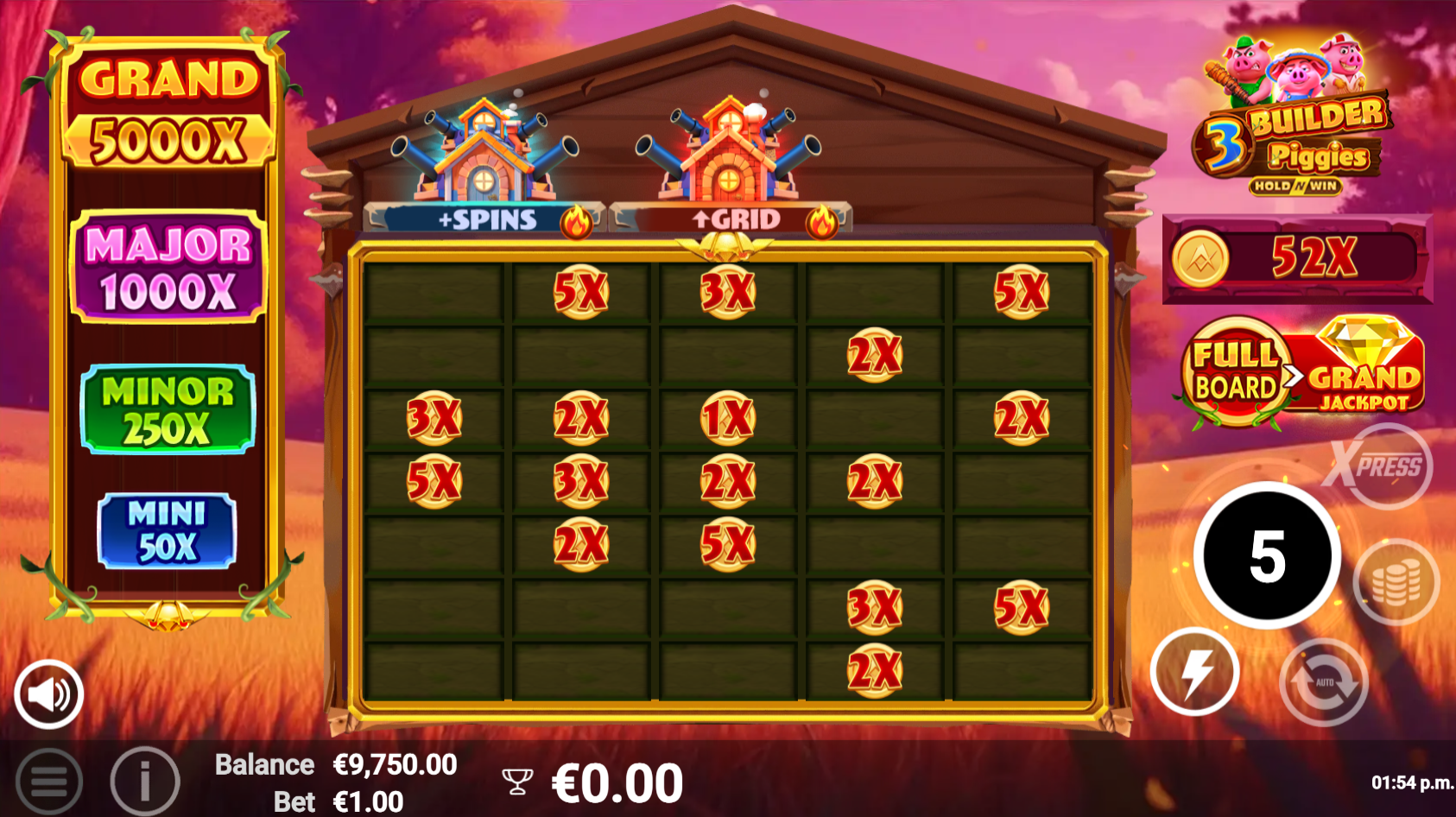 3 Builder Piggies Hold 'n' Win standard bonus feature