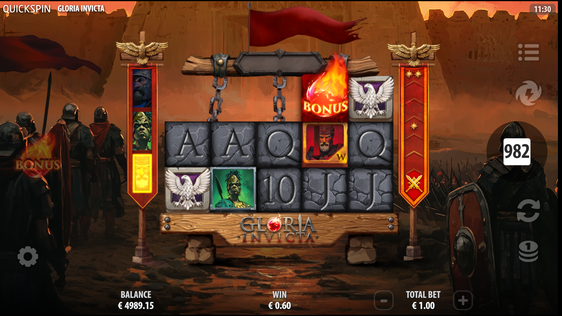 Achieving multiple winning combinations to power up Commander Wild symbols in Gloria Invicta