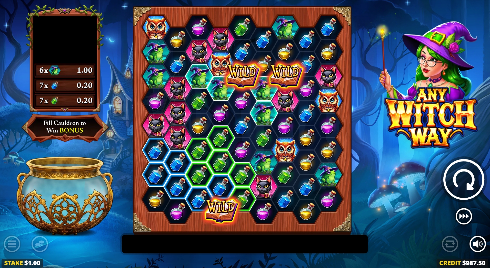 Any Witch Way Wild symbols with multipliers active during Free Spins