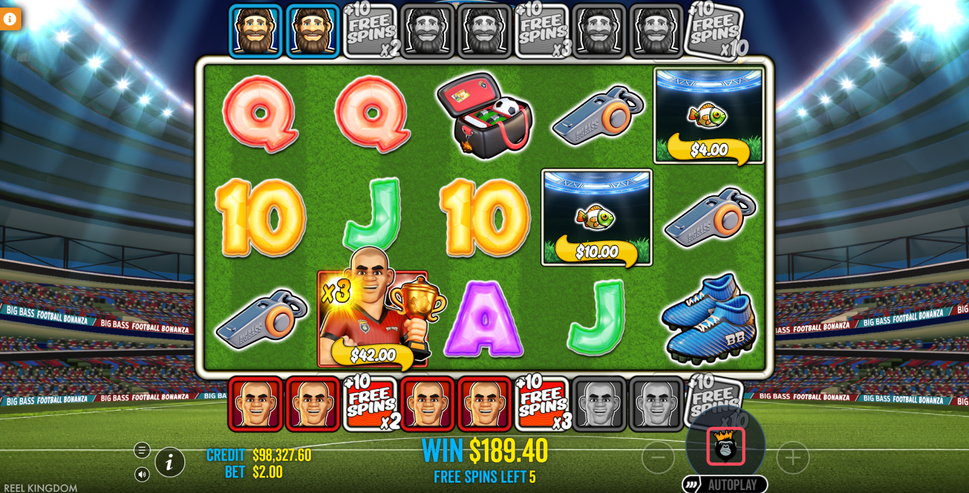 Big Bass Football Bonanza mega free spins mode with upgraded collection multipliers