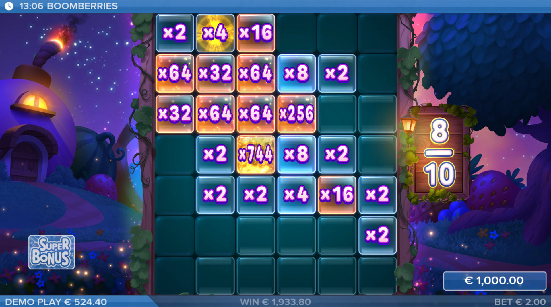 Boomberries slot Super Bonus Game with Hot Zones active