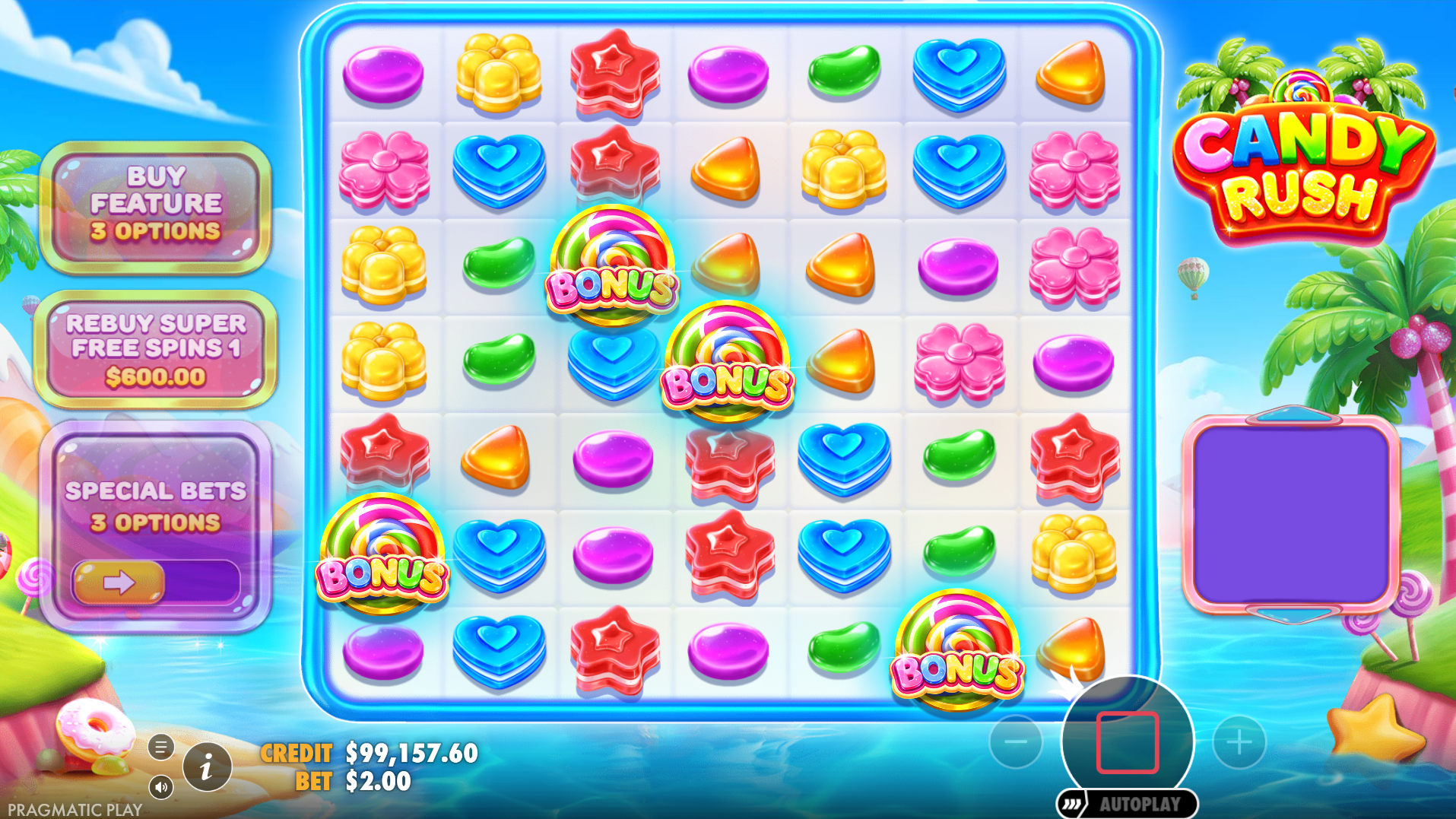 Candy Rush Super Free Spins option 2 with persistent multipliers between spins