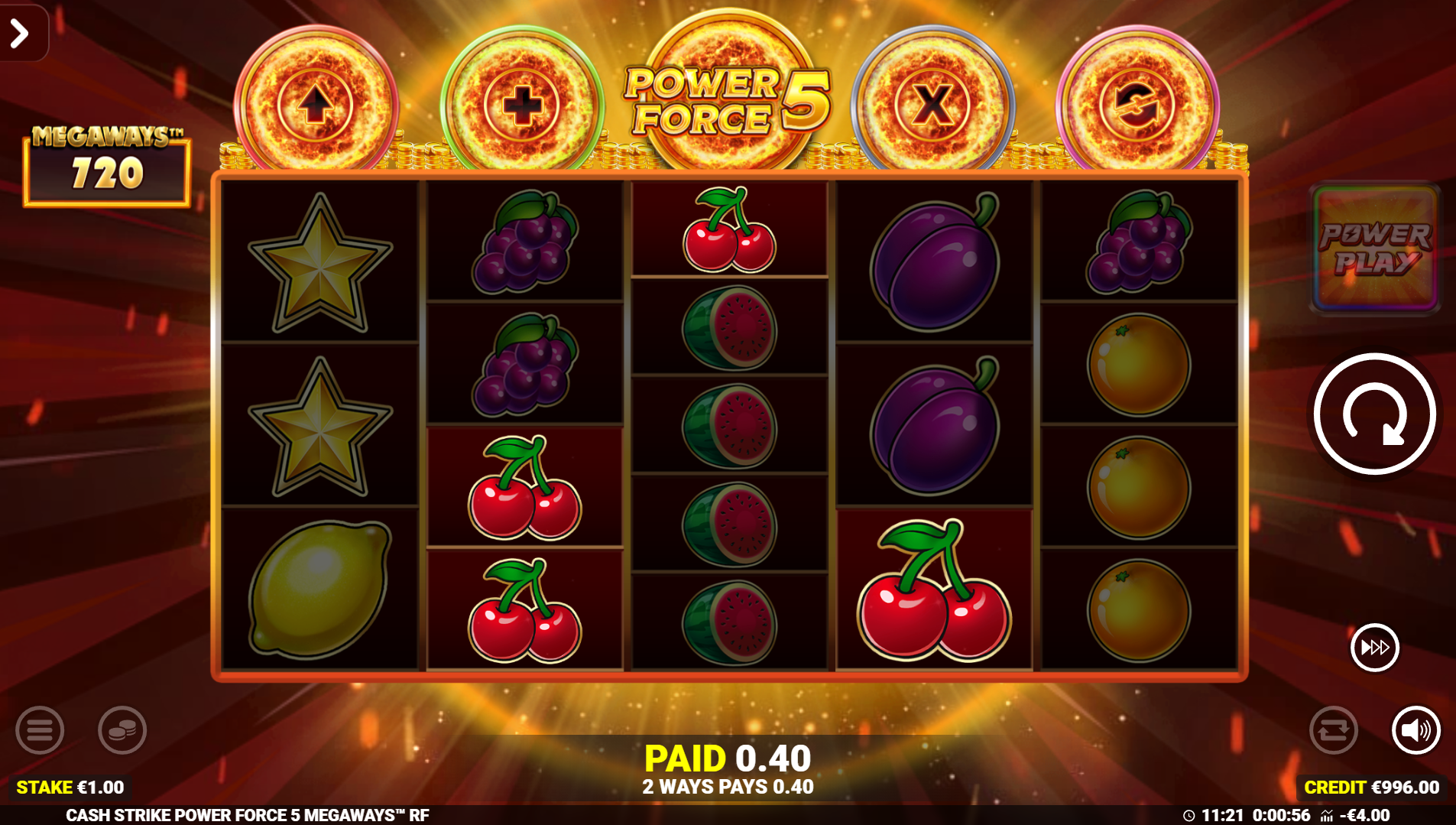 Cash Strike Power Force 5 Megaways - 3,125 ways to win