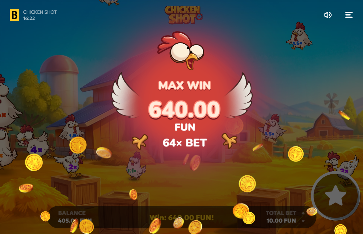 Chicken Shot max win of x64 multiplier