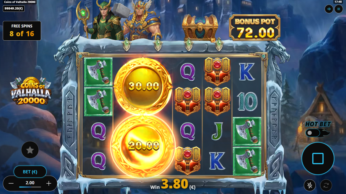 Coins of Valhalla 20000 Double Wheel of Valhalla bonus buy feature at 100x bet
