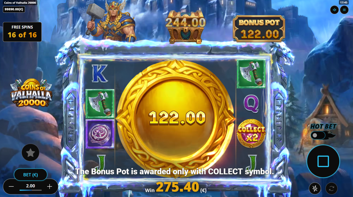 Coins of Valhalla 20000 Single Wheel of Valhalla bonus buy feature at 50x bet