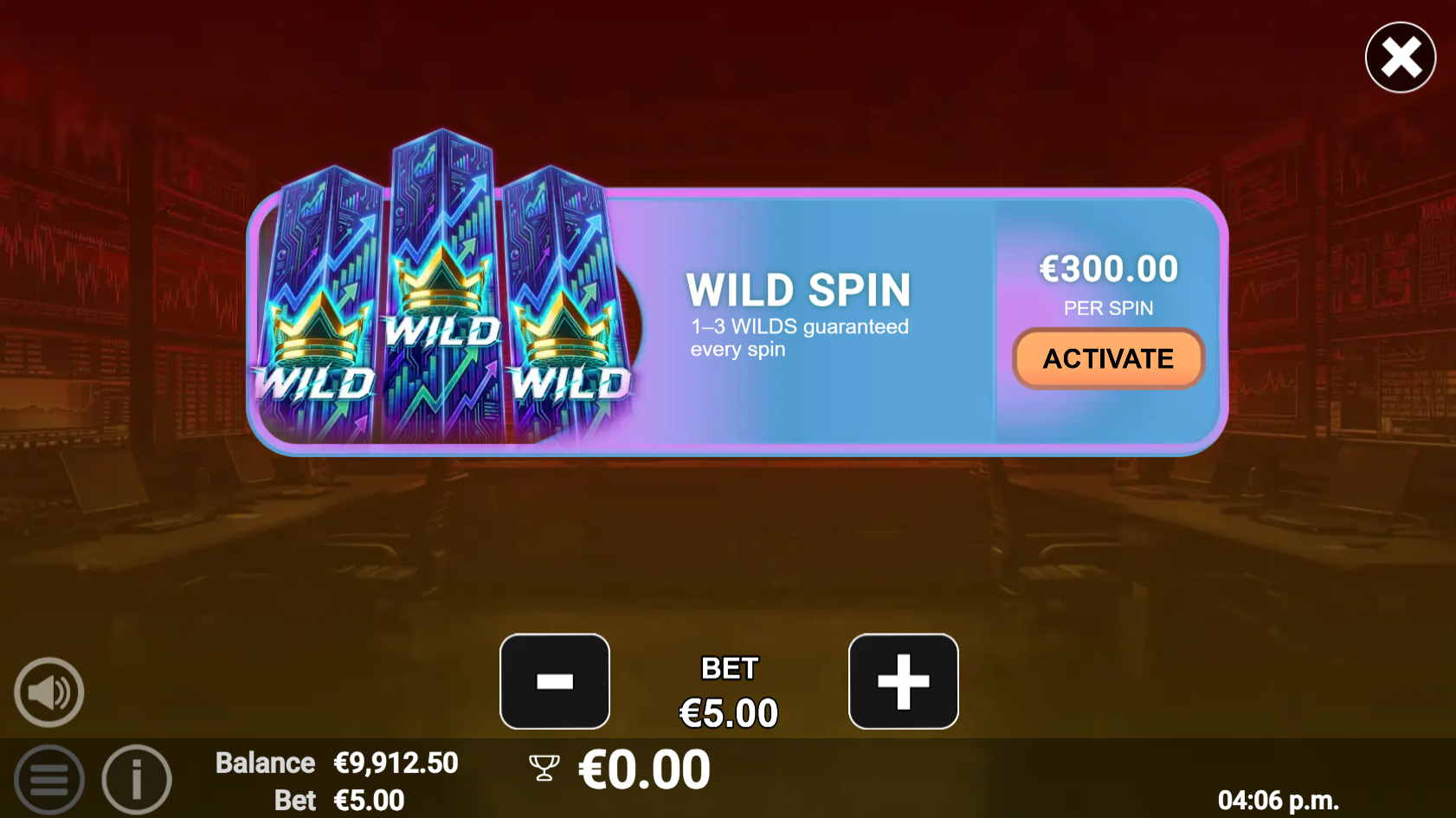 Crypto Crown 5 Wild Spin purchase screen