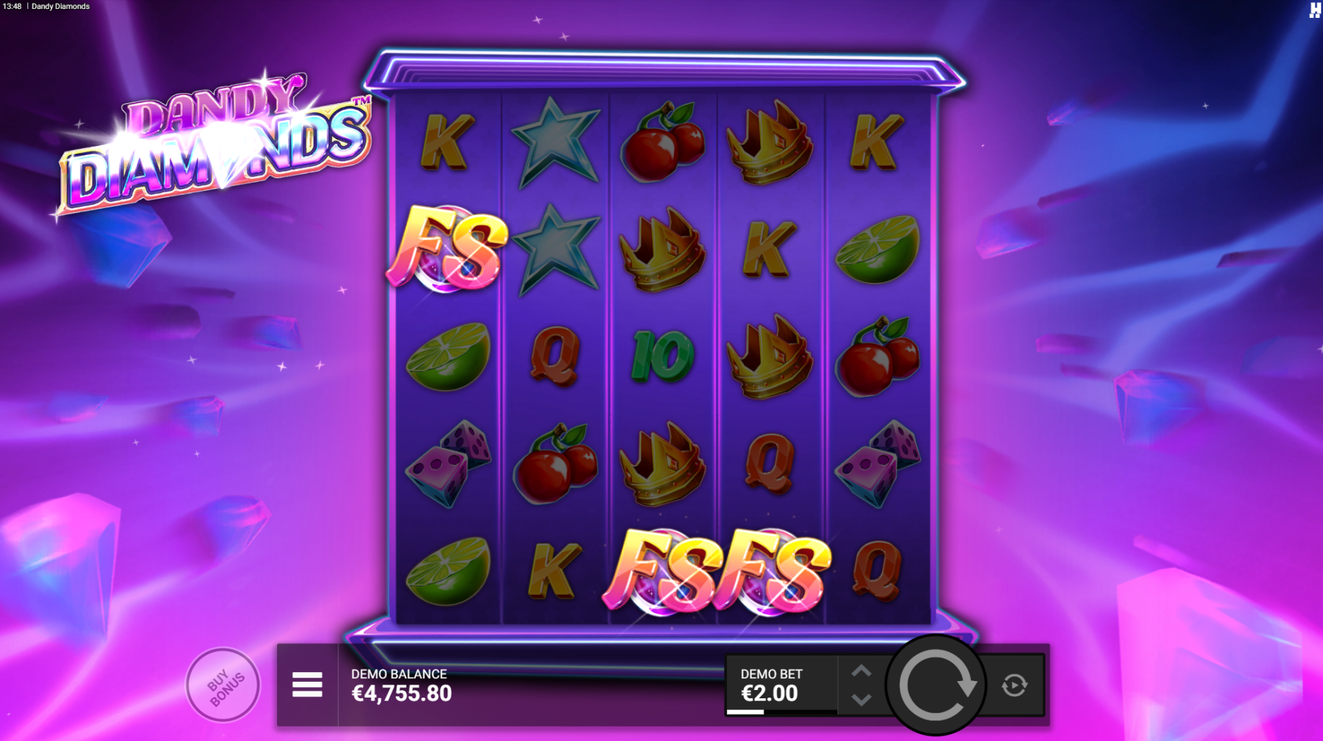 Dandy Diamonds - Diamonds in the Rough bonus free spins round