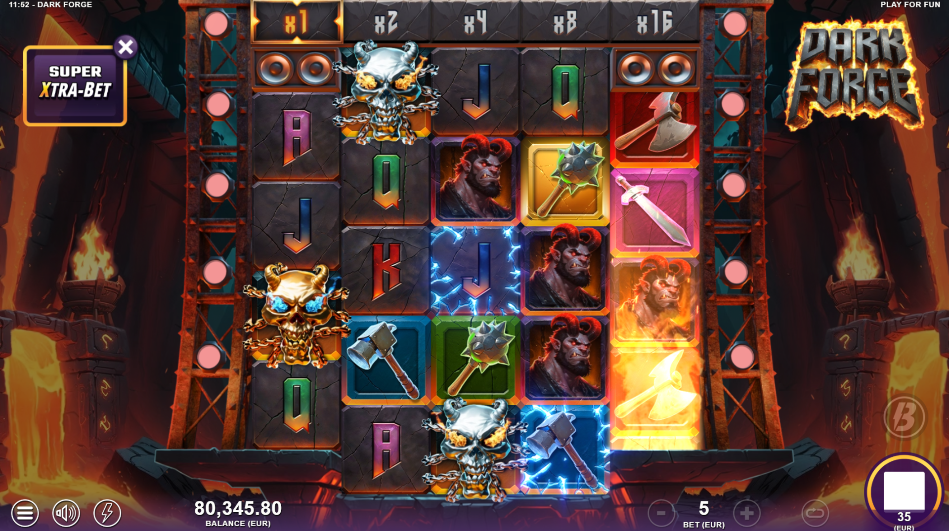 Dark Forge Super Xtra Bet feature buy option at 7x bet