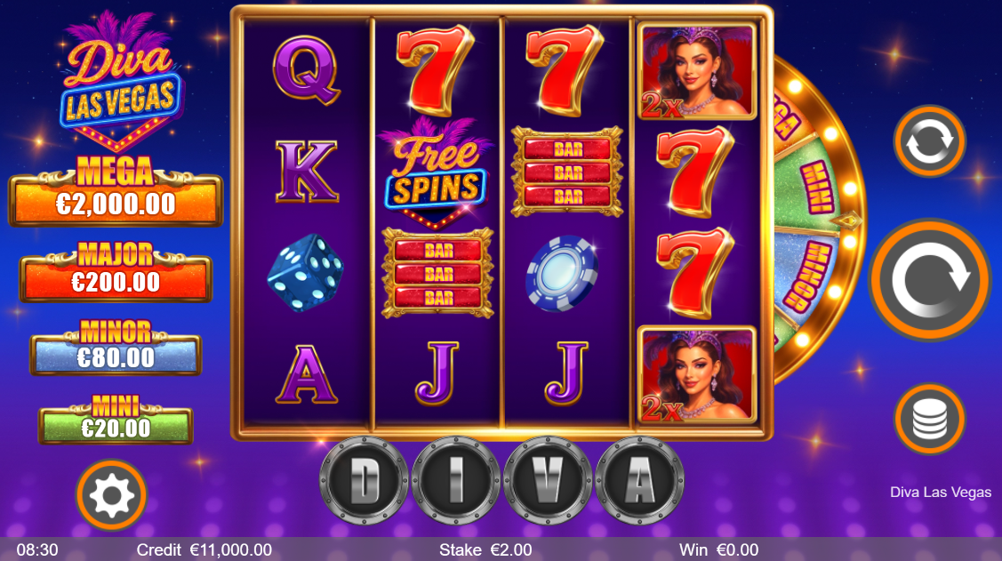Diva Las Vegas Base Game Play