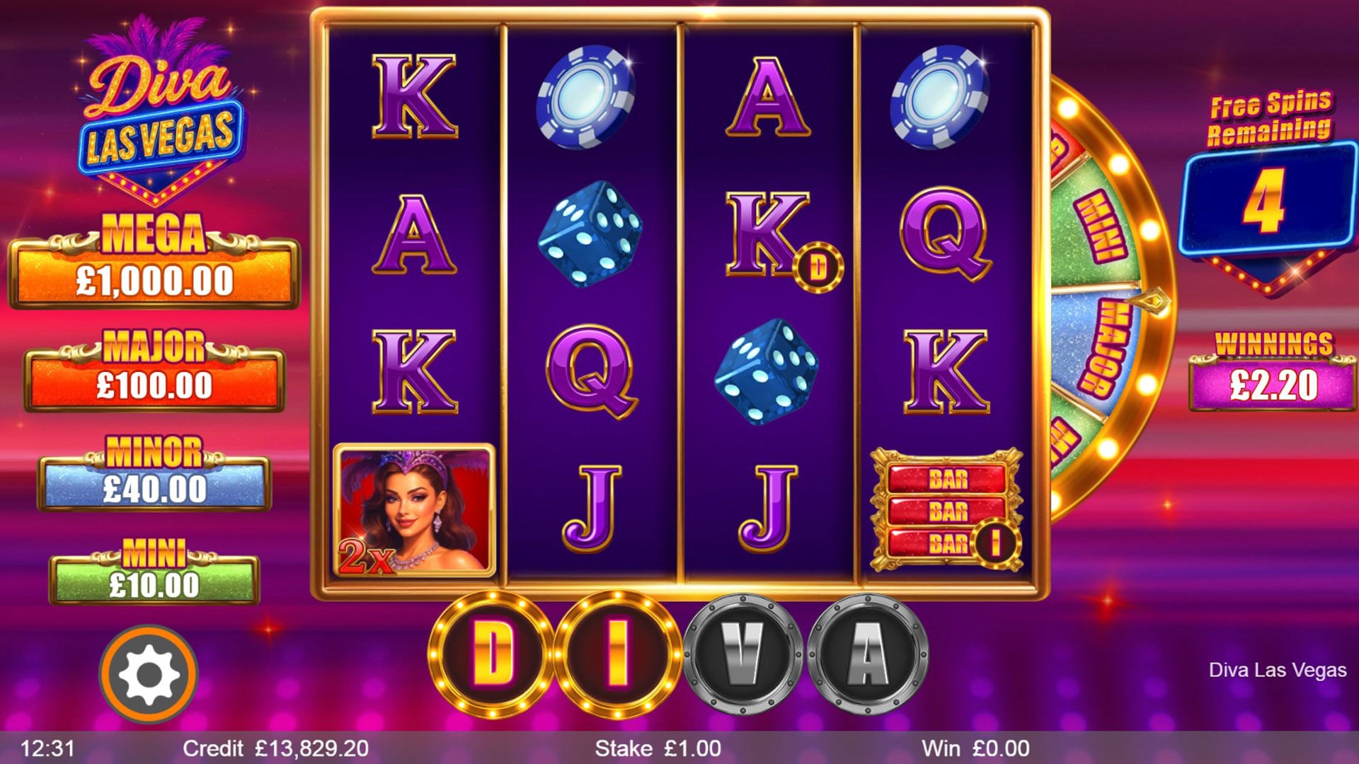 Diva Las Vegas Free Spins Bonus