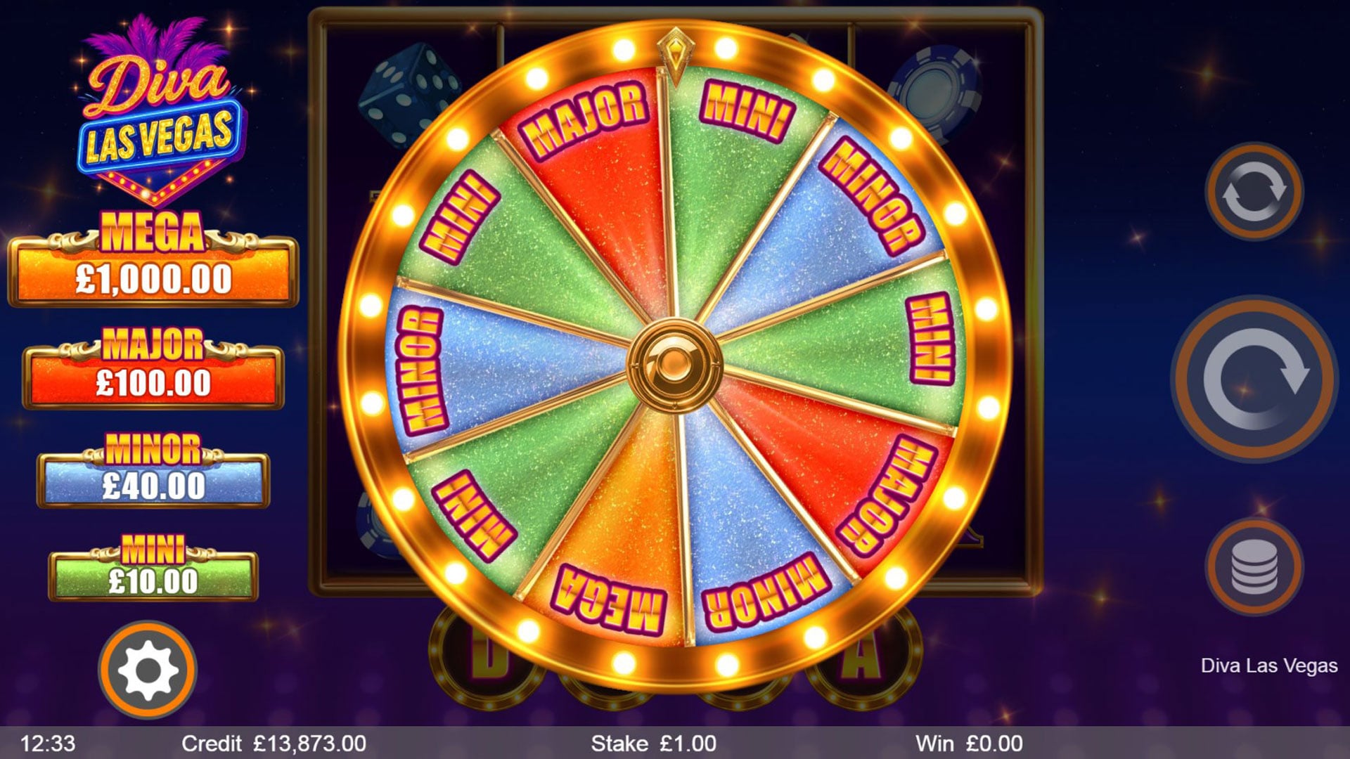 Diva Las Vegas Jackpot Wheel Feature